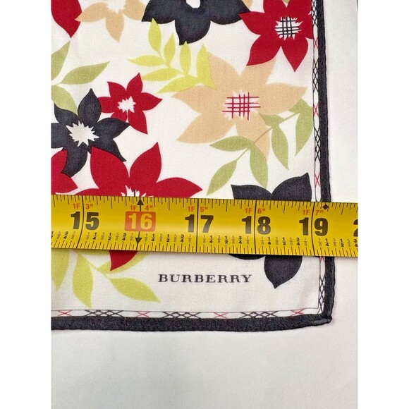 Burberry Scarf Plaid Nova Check Pattern w Red Black Flowers Floral Cotton - Picture 9 of 9